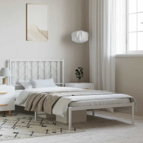 Bed Frame White Steel Single Bed Frame Rectangular