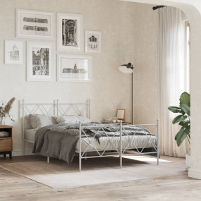 Bed Frame White Steel Small Double Bed Frame Rectangula...