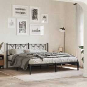 Bed Frame Black Steel Full Bed Frame Rectangular Modern