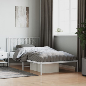 Bed Frame White Steel Twin Bed Frame Rectangular Classi...