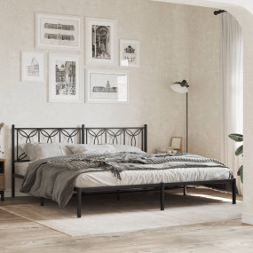 Bed Frame Black Steel Full Bed Frame Rectangular Modern