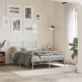 Bed Frame White Steel Standard Double Bed Frame Rectang...