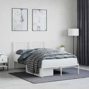 Bed Frame White Steel Twin Bed Frame Rectangular Tradit...