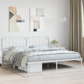 Bed Frame White Steel Full Bed Frame Rectangular Tradit...