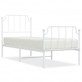 Bed Frame White Powder-Coated Steel Small Single Bed Fr...