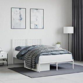 Bed Frame White Steel 47.2 x 78.7 in Bed Frame Rectangu...