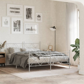 Bed Frame White Steel King Size Bed Frame Rectangular D...