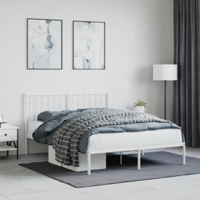 Bed Frame White Steel 55.1 x 78.7 in Bed Frame Rectangu...