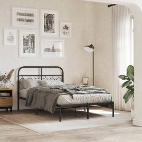 Bed Frame Black Steel 47.2 x 78.7 in Bed Frame Rectangu...