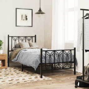 Bed Frame Black Steel Single Bed Frame Rectangular Mode...