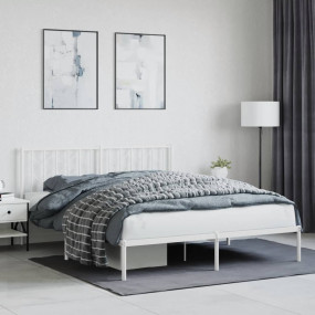 Bed Frame White Steel Full Bed Frame Rectangular Tradit...