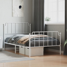 Bed Frame White Powder-Coated Steel Twin Bed Frame Rect...