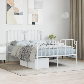 Bed Frame White Steel Small Double Bed Frame Rectangula...