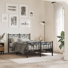Bed Frame Black Steel Full Extra Long Bed Frame Rectang...