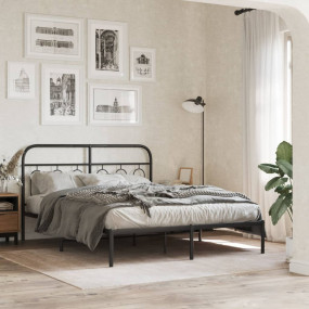 Bed Frame Black Steel 59x79 in King Size Bed Frame Rect...