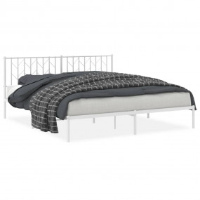 Bed Frame White Steel Full Bed Frame Rectangular Tradit...