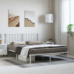 Bed Frame White Steel Double Bed Frame Rectangular