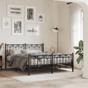 Bed Frame Black Steel King Size Bed Frame Rectangular M...