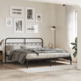 Bed Frame Black Steel Full Bed Frame Rectangular Modern