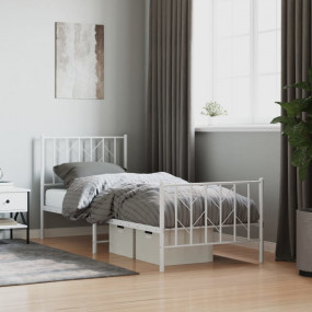Bed Frame White Steel Twin Bed Frame Rectangular Tradit...
