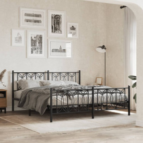 Bed Frame Black Steel 72 x 84 in Bed Frame Rectangular ...
