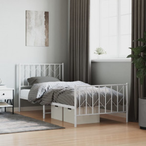 Bed Frame White Steel Twin Bed Frame Rectangular Tradit...