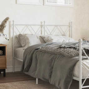 Headboard White Steel Double Stylish Look Headboard
