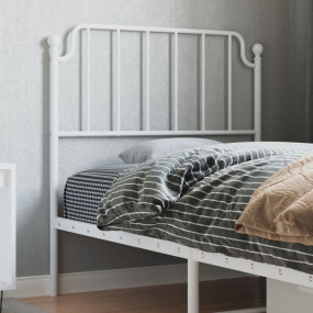 Headboard White Powder-Coated Steel Tall Single Durable