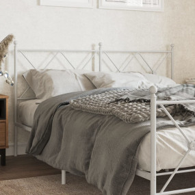 Headboard White Steel Tall Double Bed Classic/Tradition...