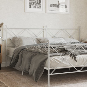 Headboard White Steel Tall Double Bed Durable Headboard