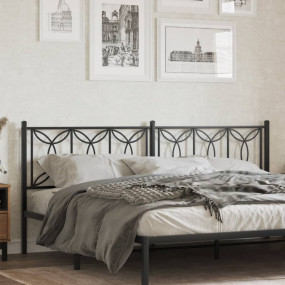 Headboard Black Steel Tall Double Bed Durable Headboard