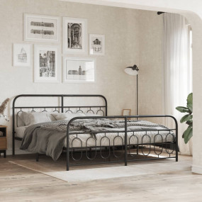 Bed Frame Black Steel Full Bed Frame Rectangular Modern