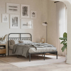 Bed Frame Black Steel Full Bed Frame Rectangular Modern