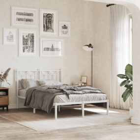 Bed Frame White Steel Full Metal Bed Frame Rectangular ...