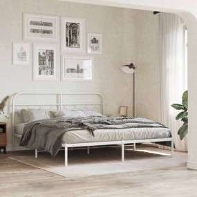 Bed Frame White Steel Double Bed Frame Rectangular Mode...