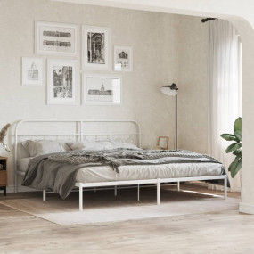 Bed Frame White Steel 79 x 79 in Bed Frame Rectangular ...