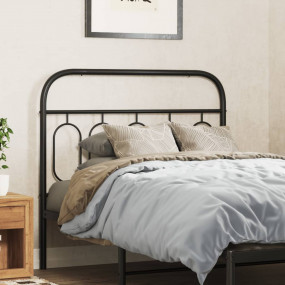 Headboard Black Steel Tall Single Bed Stylish Look Rect...