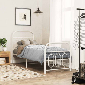 Bed Frame White Steel Small Single Bed Frame Rectangula...
