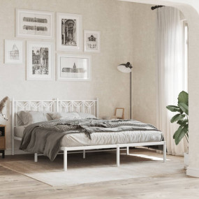 Bed Frame White Steel King Bed Frame Rectangular Modern