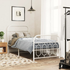 Bed Frame White Steel Twin Bed Frame Rectangular Modern