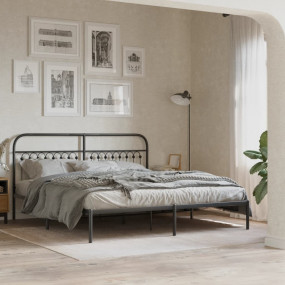 Bed Frame Black Steel 72 x 80 in Durable Bed Frame