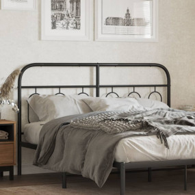 Headboard Black Steel Tall Double Bed Stylish Design He...