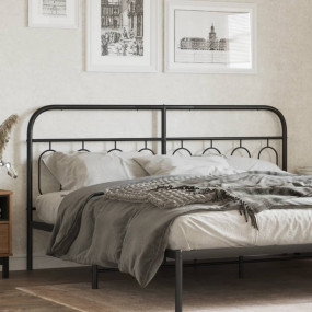 Headboard Black Steel Tall Double Bed Decorative Inlays