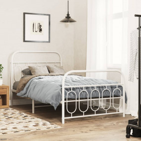 Bed Frame White Steel Single Bed Frame Rectangular Mode...