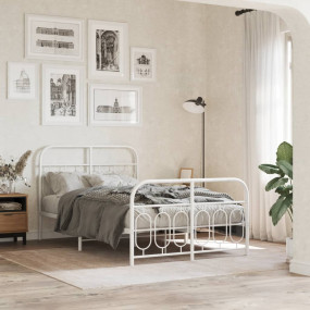 Bed Frame White Steel Small Double Bed Frame Rectangula...
