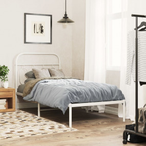 Bed Frame White Steel Twin Modern Bed Frame Rectangular