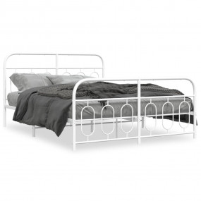 Bed Frame White Steel Full Bed Frame Rectangular Modern