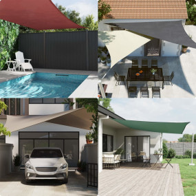 Sun Shade Sail Light Grey Polyester Oxford with a PU co...