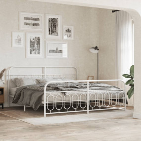 Bed Frame White Steel Full Bed Frame Rectangular Modern