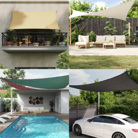 Sun Shade Sail Sand Polyester Oxford 8.2x8.2x11.5 ft